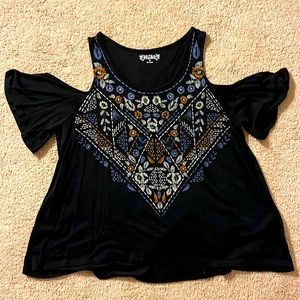 Black cold shoulder tunic